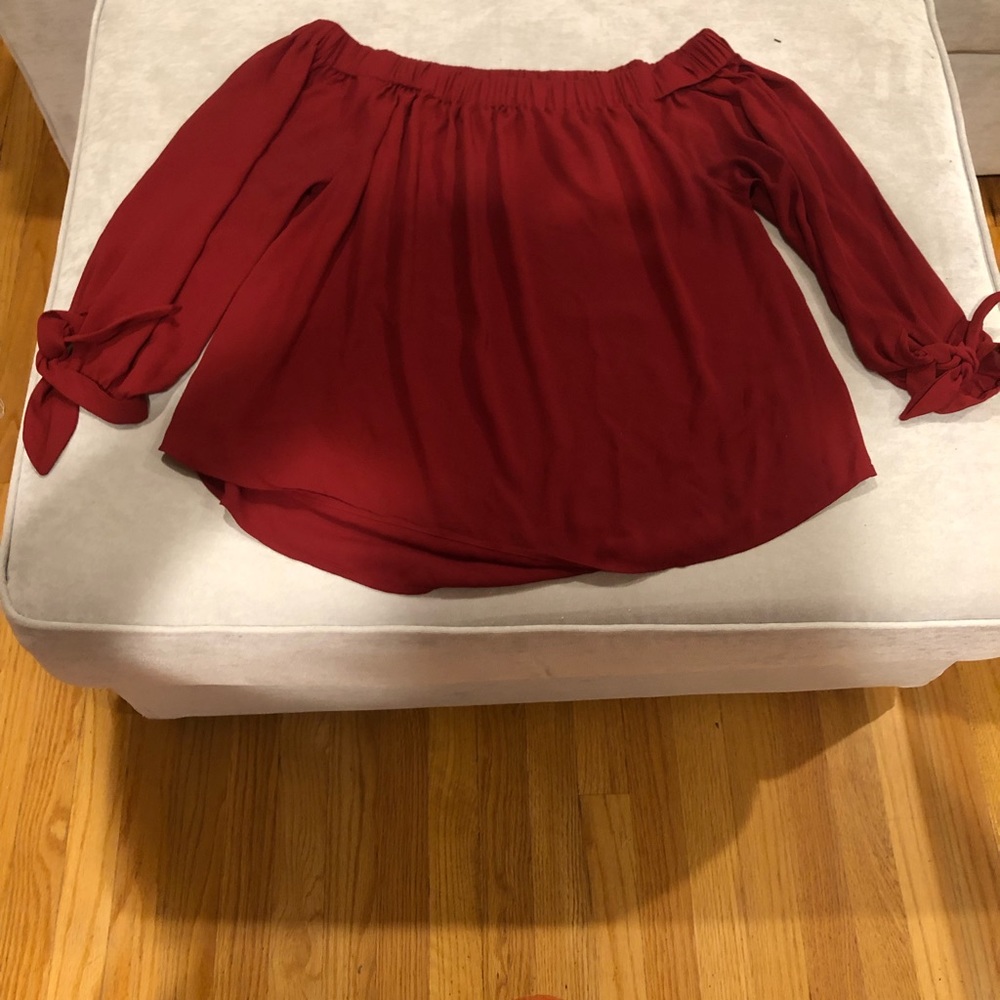 Burgundy express off the shoulder top